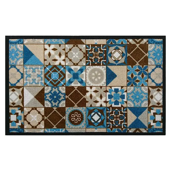 Alfombra de cocina Kitpic tiles - Azul, 80 x 50 cm, Poliamida y vinilo
