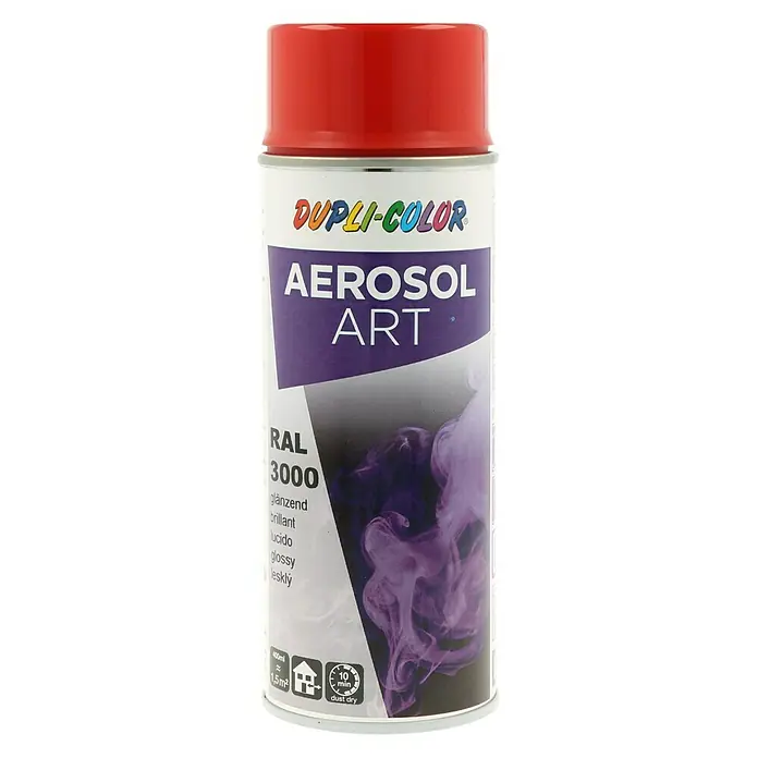 Dupli-Color Aerosol Art Lak za raspršivanje RAL 3000 - Plameno crvene boje, 400 ml, Sjaj - Pogled sprijeda