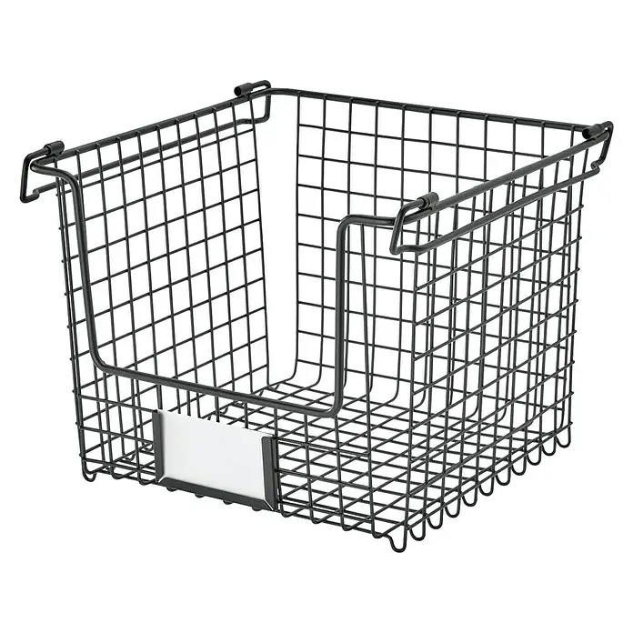 Cesto de alambre Classico apilable - L x An x Al: 25,4 x 25,4 x 19,7 cm, Negro