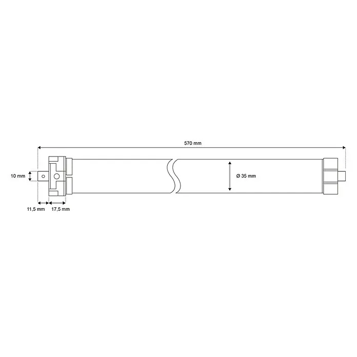 Schellenberg Funk-Rohrmotor Premium 6 Mini - Max. Rollladenfläche: 4 m² bei Kunststoffrollläden, Einbaulänge: 570 mm, Zugkraft: 15 kg