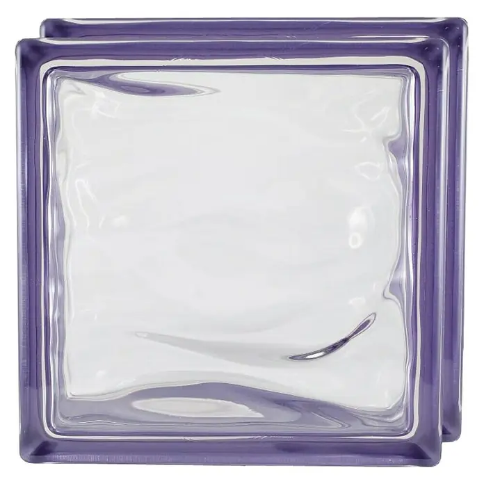 Bloque de vidrio Agua Reflejos violeta - Violeta, 19 x 19 x 8 cm
