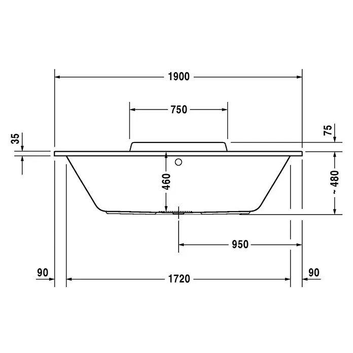 Duravit DuraStyle Badewanne - 190 x 90 cm, Sanitäracryl, Weiß - Vorderansicht