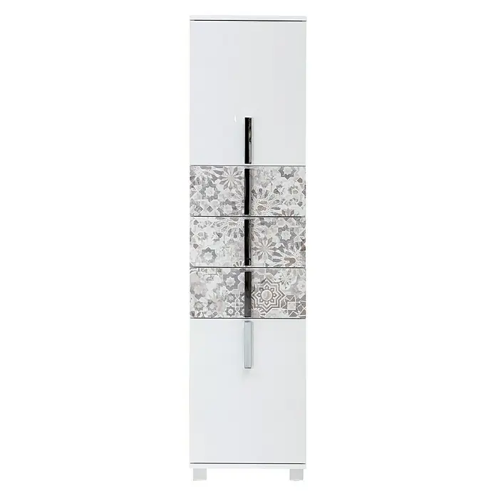 Schildmeyer Luca Hochschrank - 40 x 32 x 164 cm, Weiß/Mexicograu