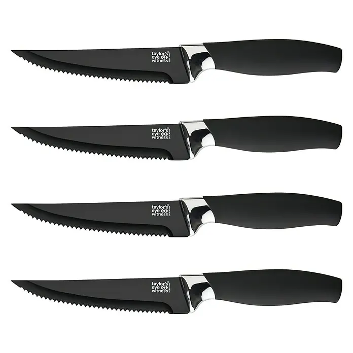 Taylor's Eye Witness Steakmesser-Set - 4 Stk., Schwarz, 115 mm - Vorderansicht