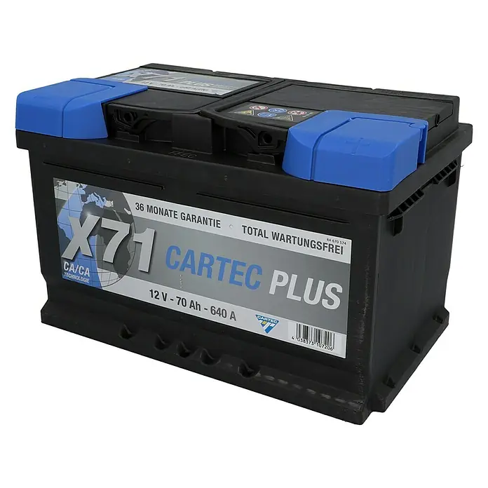 Cartec Autobatterie Plus - Kapazität: 70 Ah, Typ Autobatterie: Blei-Säure - Vorderansicht