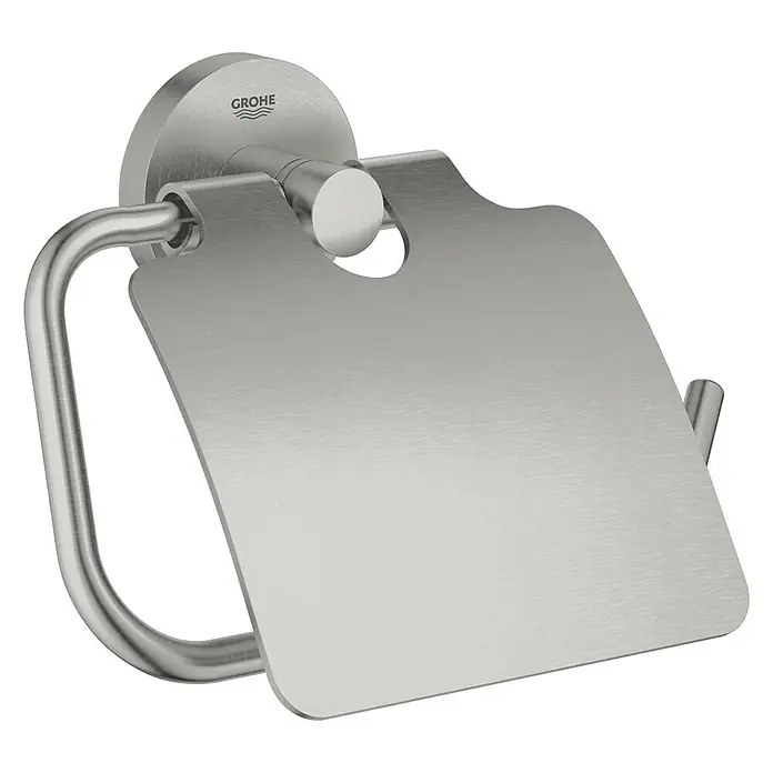 Grohe Essentials Toiletrolhouder - Met deksel, Supersteel, Glanzend - Vooraanzicht