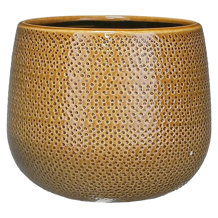 Cubremaceta redondo Gabriel - Dimensiones externas (Ø x Al): 18 x 16 cm, Marrón