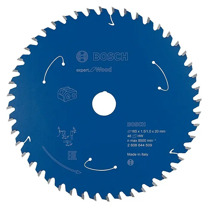 Bosch Kreissägeblatt Expert for Wood - Durchmesser: 165 mm, Bohrung: 20 mm, Anzahl Zähne: 48 Zähne