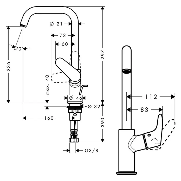 Hansgrohe Focus Wastafelkraan 240 - Chroom