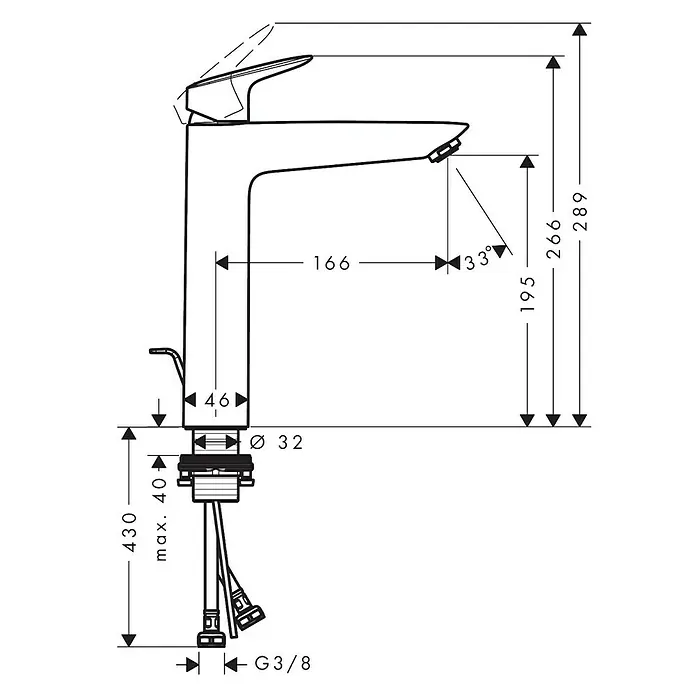 Hansgrohe Logis Slavina za umivaonik 190 - 