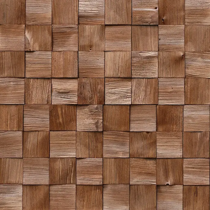 Drvena zidna obloga Quadro IV - Bor, Kvadrati, 380 x 380 mm, Debljina: 6 mm - 14 mm, 4 panela - Pogled sprijeda