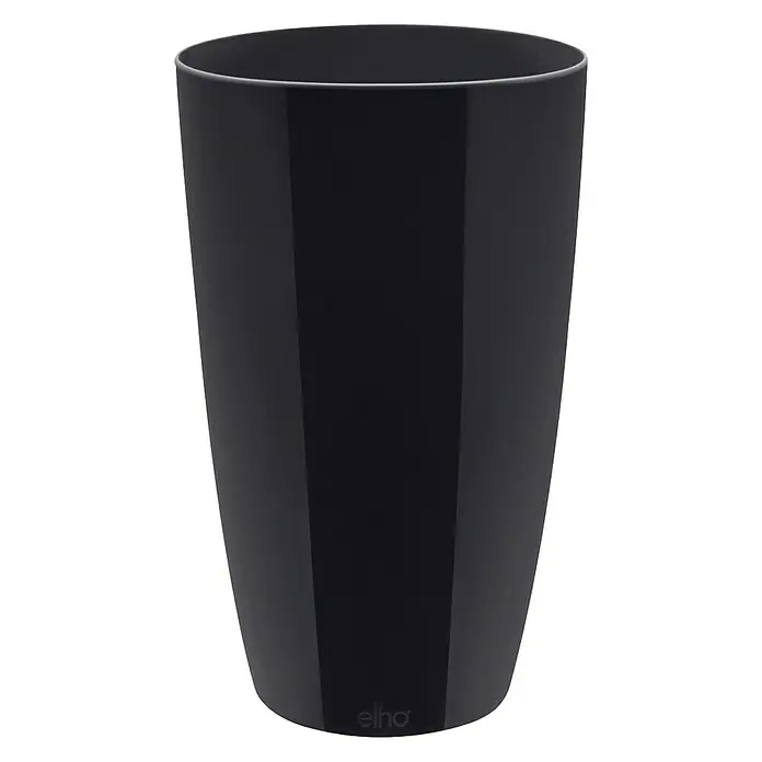 Elho Brussels Diamond Binnenpot, rond Hoog 32 - Buitenmaat (Ø x h): 32 x 55 cm, Zwart, Kunststof, Glanzend - Vooraanzicht
