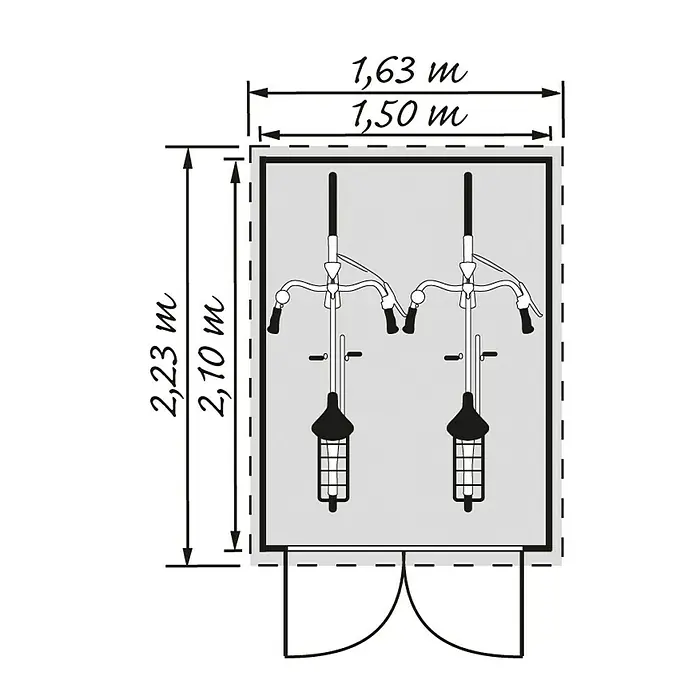 Gerätehaus - Außenbreite inkl. Dachüberstand: 164 cm, Außentiefe inkl. Dachüberstand: 221 cm, Holz, Natur