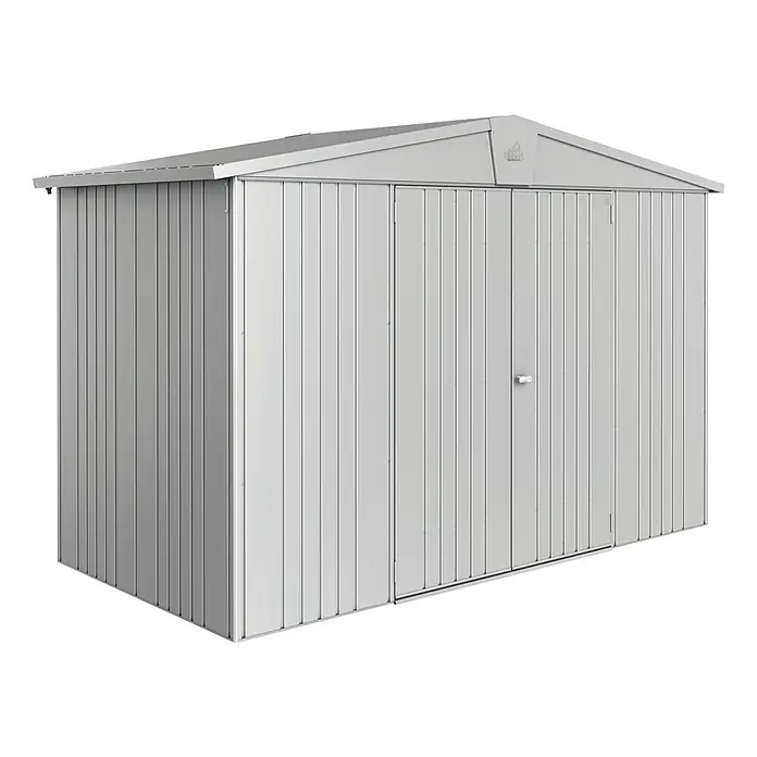 Biohort Gerätehaus Europa - 316 x 156 cm, Stahl, Silber Metallic - Linke Seitenansicht