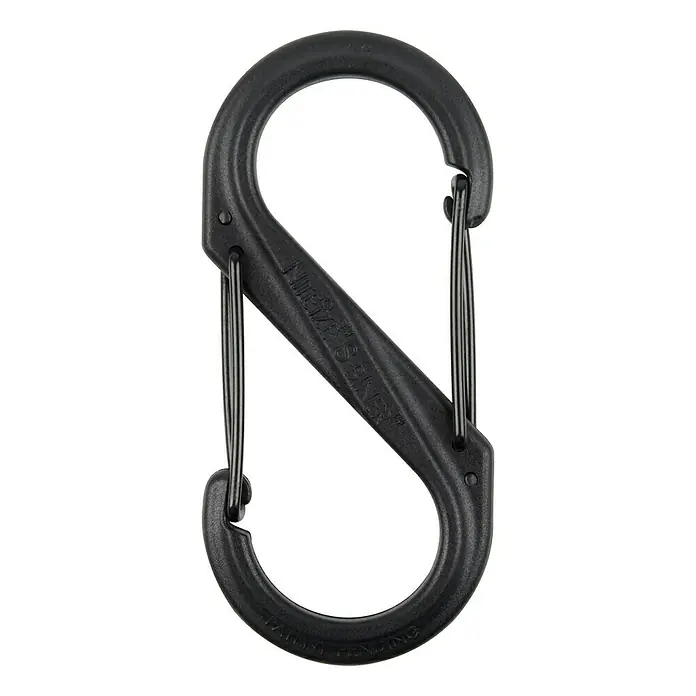 Nite Ize Doppelkarabiner - 89 x 38 mm, Kunststoff, Schwarz, Zugfestigkeit: 33 kg - Vorderansicht