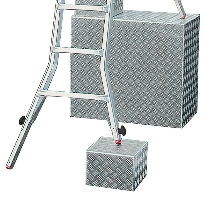Krause Sprossen-Gelenk-Teleskopleiter TeleVario - Arbeitshöhe: 6,05 m, 4 x 5 Sprossen, Treppenfunktion, Aluminium