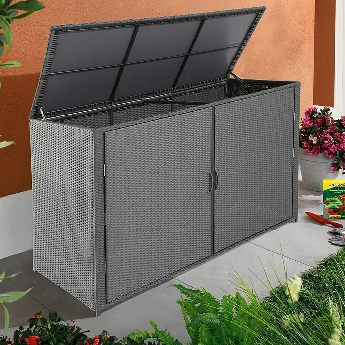 Sunfun Neila Vrtna kutija za pohranu - Srebrnosive boje, 154 x 84 x 117 cm, Poliratan