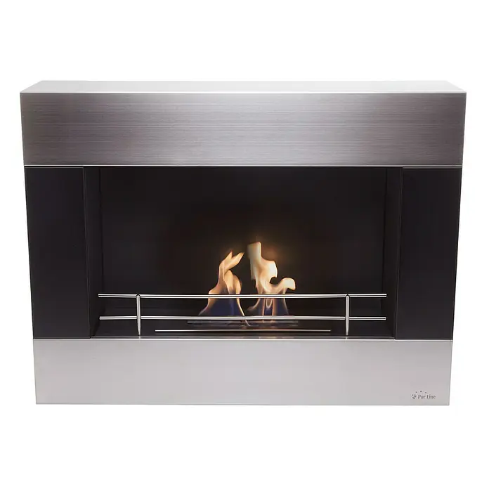 Purline Chimenea de bioetanol Ceo - 80 x 21 x 60 cm, Negro - Vista frontal