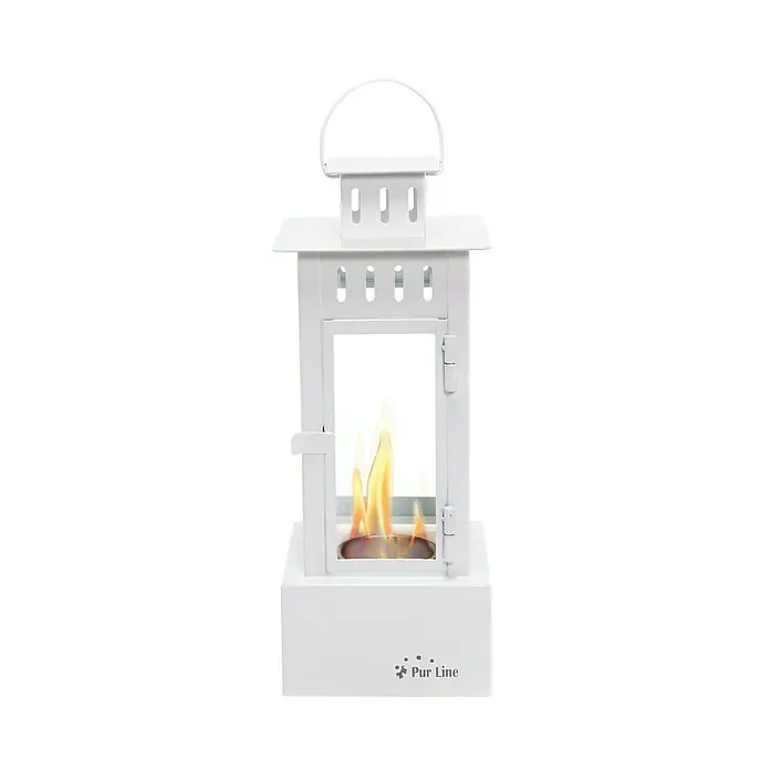 Purline Chimenea de bioetanol Laterne Iris W - 15 x 15 x 38 cm, Blanco - Vista frontal