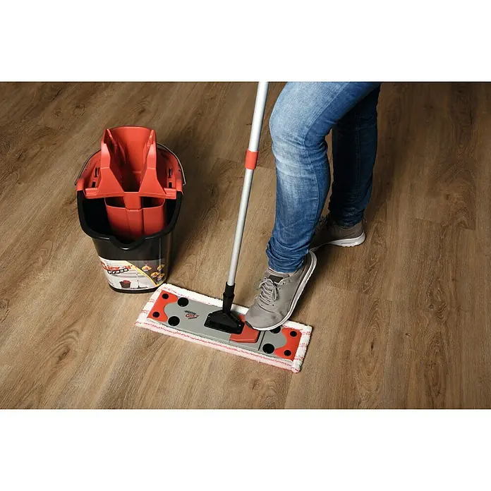 Sprintus Vloerwisserset Click N Press + stofmop - 12 l, Materiaal hoes: 80 % microvezel, 20 % zacht abrasief materiaal, 5 -delig - Close-up