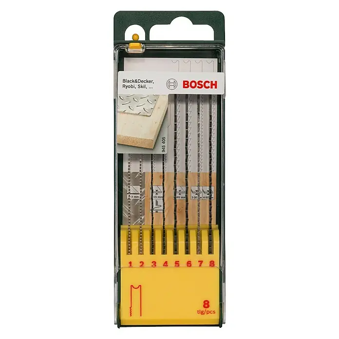 Bosch Set listova za pilu - Drvo/metal, 8 -dij., Univerzalni završetak - Pogled sprijeda