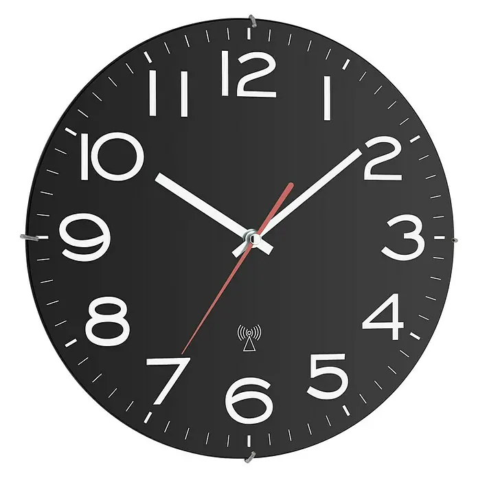 Radijski kontrolirani sat - Crne boje, Promjer: 31 cm - Pogled sprijeda