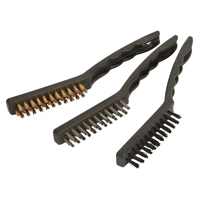 Alpha Tools Set četki za čišćenje - 3 -dij., Najlon/čelik/mjed - Pogled sprijeda