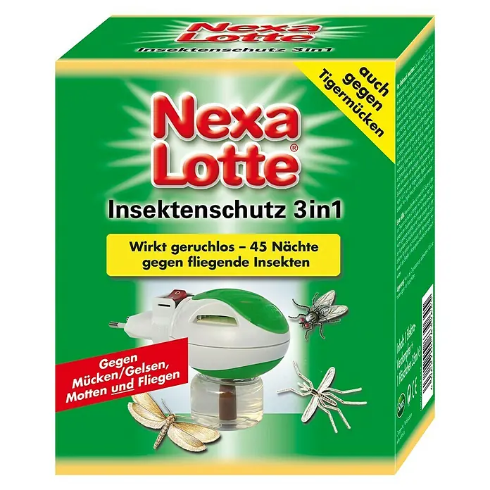Nexa Lotte Insektenschutz 3 in 1 Set - Verdampfer + Wirkstofffläschen - Vorderansicht