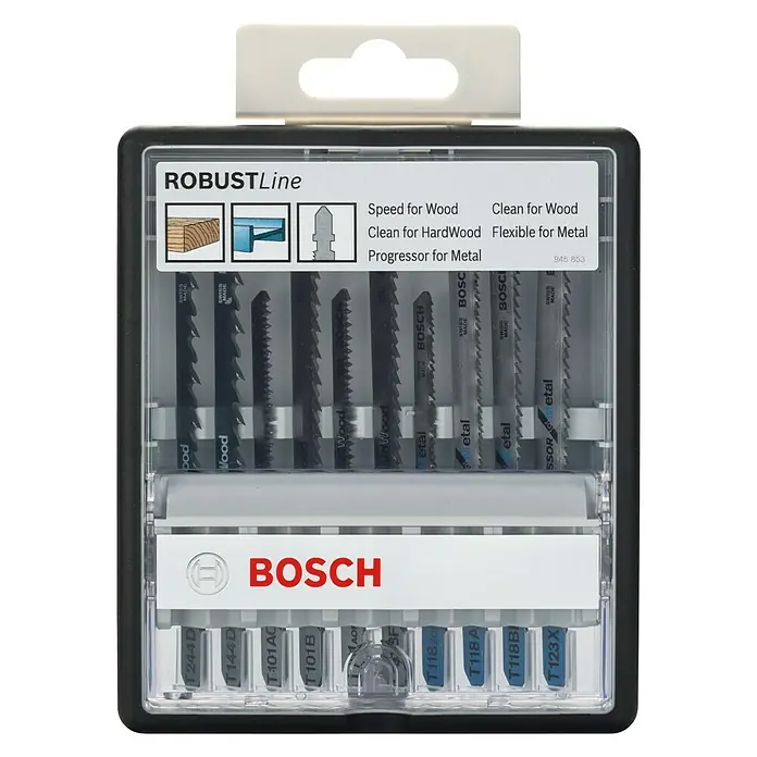 Bosch Professional Set listova za pilu Robustline - Drvo/metal/plastika, 10 -dij., T-završetak - Pogled sprijeda
