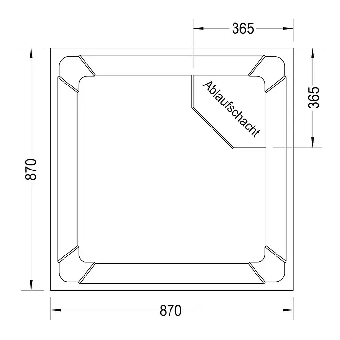 Ottofond Duschwannenträger Manila - 87 x 87 cm, Expandiertes Polystyrol, Weiß - Ansicht von oben