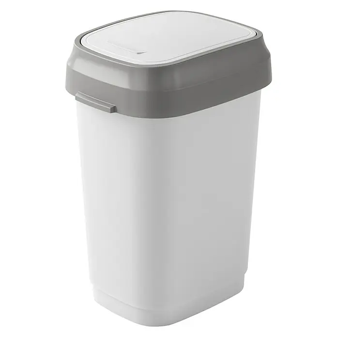 KIS Kanta za otpad Dual Swing - 10 l, Bijelo-sive boje, Ovalno, Plastika - Pogled s lijeve strane