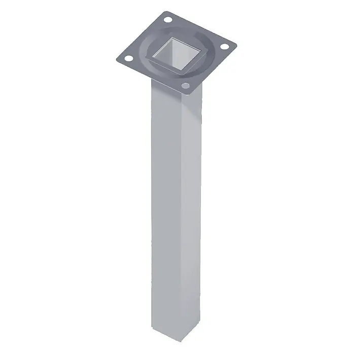 Element System Četverokutno čelično postolje - 25 x 25 x 200 mm, Nosivost: 30 kg, Boja: Krom - Pogled sprijeda