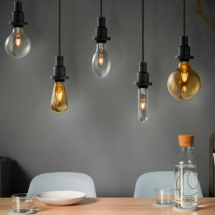 Osram Uže za viseću svjetiljku Vintage 1906 Pendulum Black - Crne boje, E27, Duljina visilice: 200 cm, Snaga: 60 W - Pogled sprijeda
