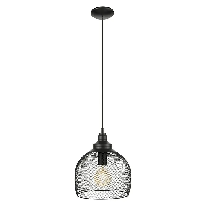 Eglo Lámpara colgante redonda Straiton - 60 W, Ø x Al: 28 x 110 cm, Negro, E27