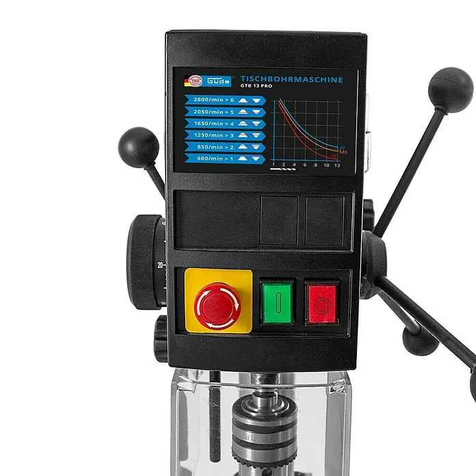 Güde Tischbohrmaschine GTB 13 Pro - 250 W, Leerlaufdrehzahl: 600 U/min - 2.600 U/min, Spannweite Bohrfutter: 1,5 mm - 13 mm - Vorderansicht