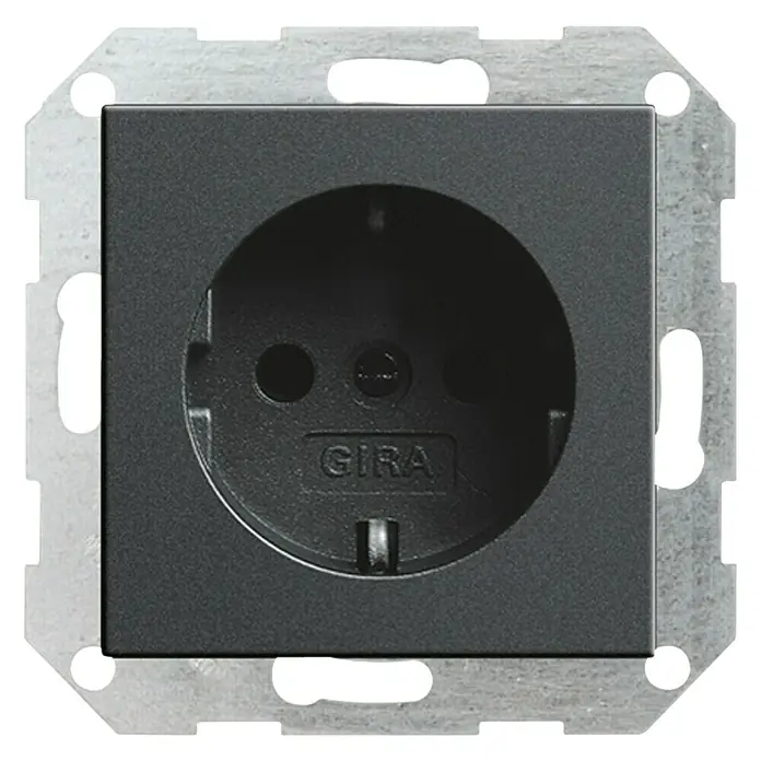Gira System 55 Steckdose - Anthrazit, Seidenmatt, 1-fach, Kunststoff, Unterputz - Ansicht von oben