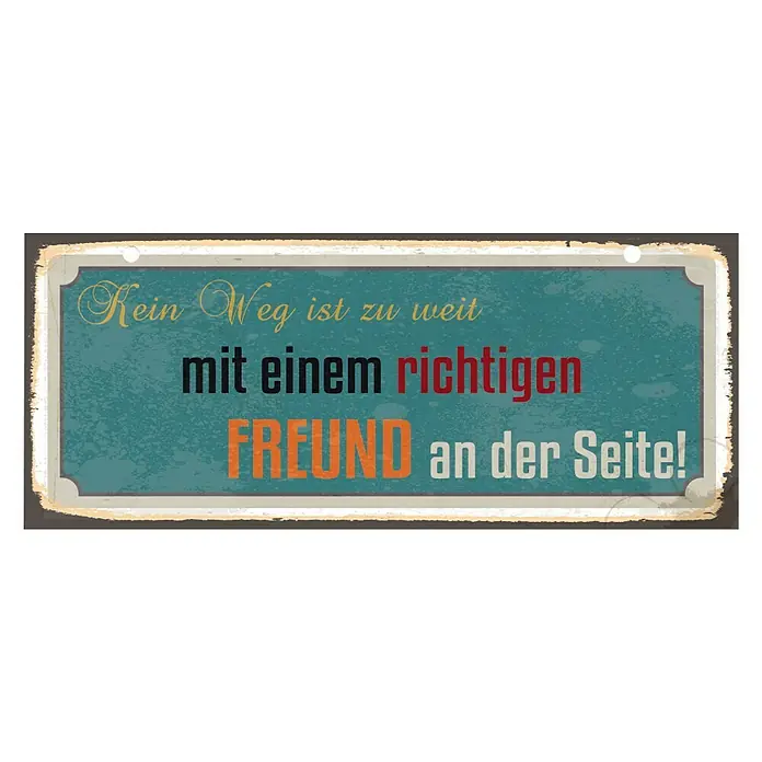Blechschild - Antik/Vintage/Retro, 60 x 25 cm, Freundschaft - Vorderansicht