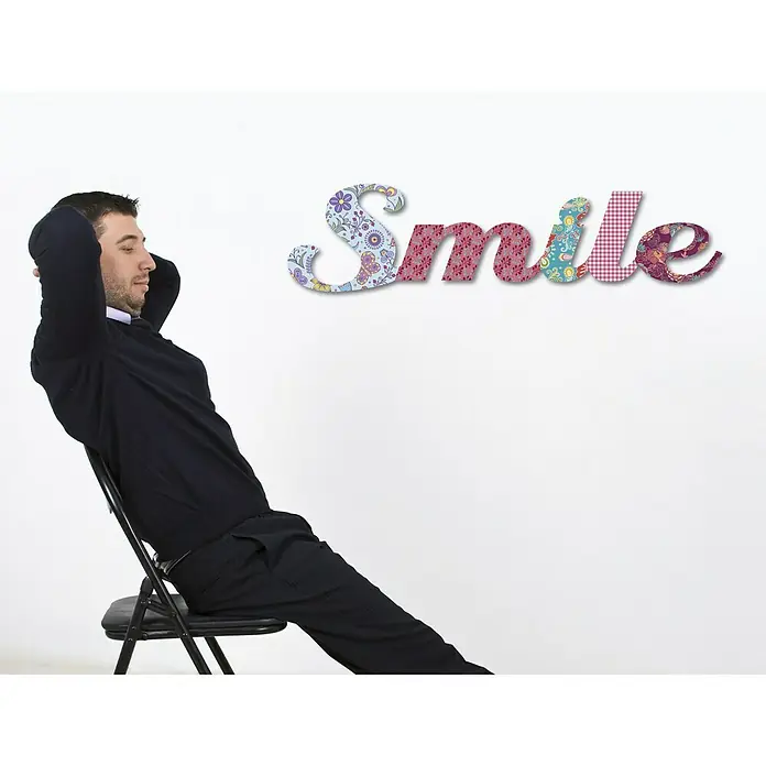 Wanddeko - Smile, Bunt, 60 x 15 cm - Vorderansicht