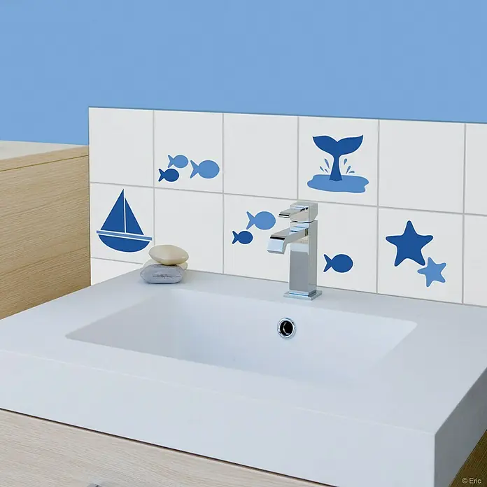Vinilo para azulejos - Mar, 4 piezas - Foto ambiente