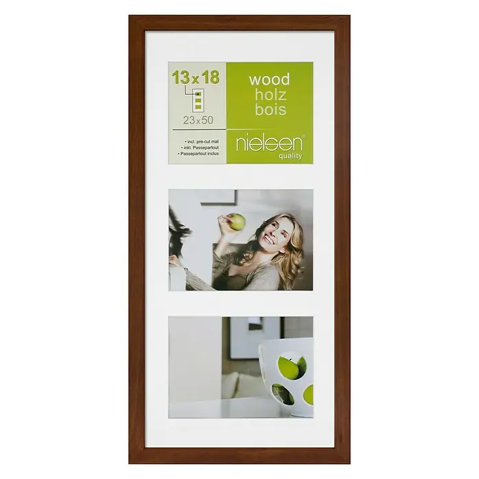 Nielsen Bilderrahmen Apollo - Wenge, 23 x 50 cm, Holz, 3 Fotoplatzhalter - Vorderansicht