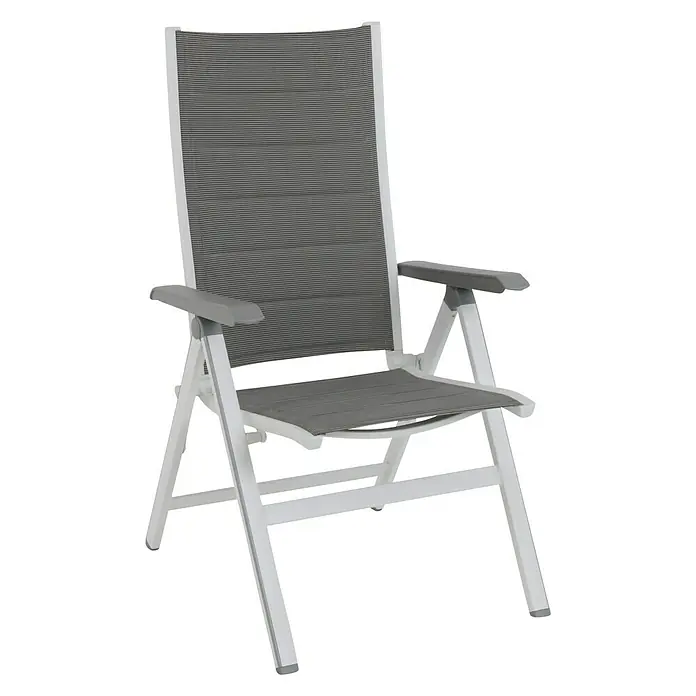 MWH Sillón de posiciones Futosa - 62 cm, Textilene, Gris/Blanco