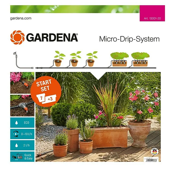 Gardena Micro-Drip Start-Set - Geeignet für: Bis zu 7 Blumentöpfe und 3 Pflanztröge