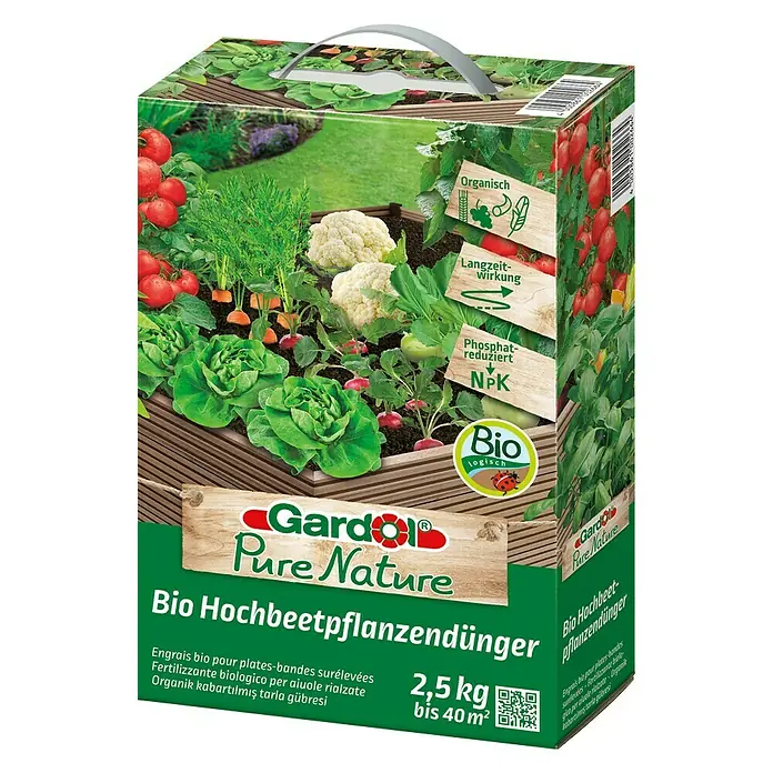 Gardol Pure Nature Bio-Hochbeetpflanzendünger - 2,5 kg, Inhalt ausreichend für ca.: 40 m² - Linke Seitenansicht