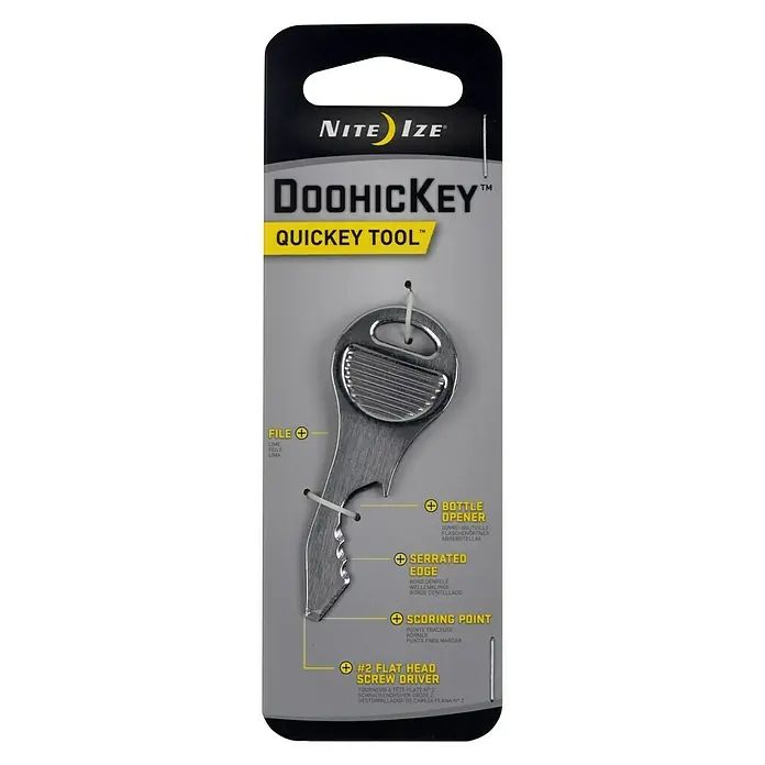 Nite Ize Schlüsselwerkzeug doohickey Quickey - 6,4 x 2,5 mm, Edelstahl, Silber - Vorderansicht
