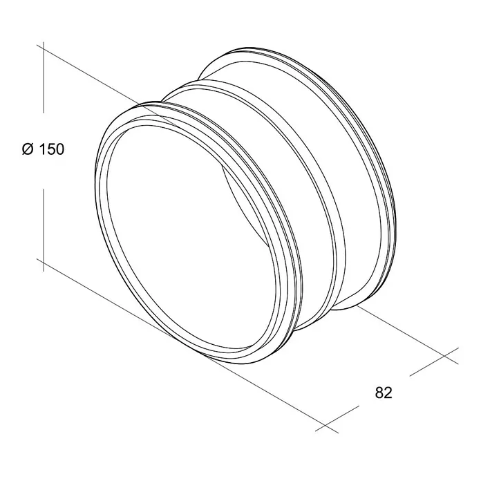 Air-Circle Wickelfalzrohr-Verbinder - Durchmesser: 150 mm, Stahl - Vorderansicht
