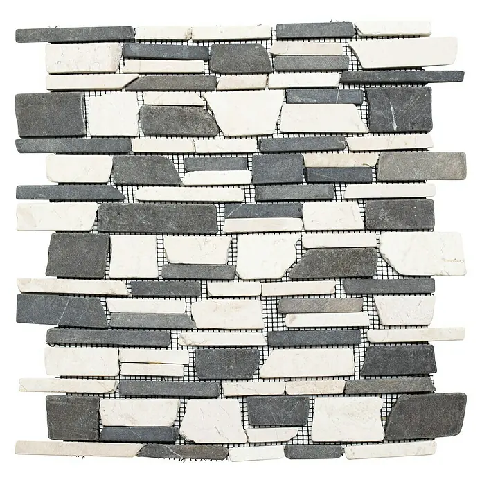 Mosaikfliese Mix MOS BRICK 205 - 30,5 x 30,5 cm, Schwarz, Matt - Ansicht von oben