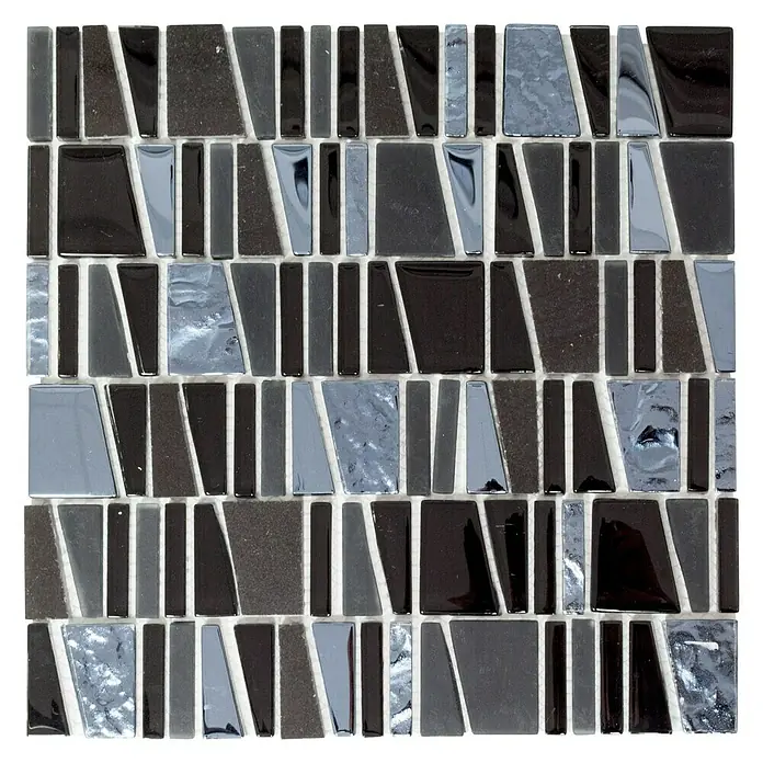 Mosaikfliese Leiter Mix XCM LA29 - 30 x 30 cm, Schwarz, Glänzend - Ansicht von oben