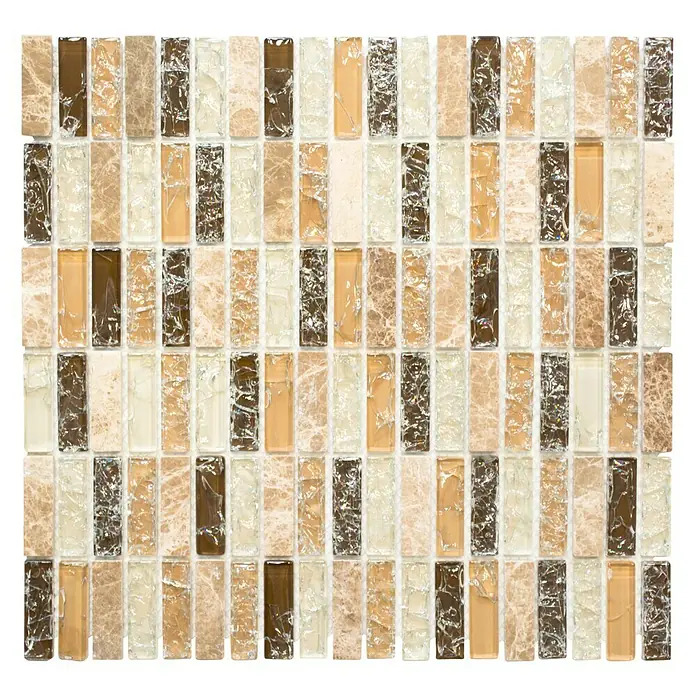 Mosaikfliese Crystal Mix XIC S1253 - 32,2 x 31 cm, Braun/Beige, Glänzend - Ansicht von oben