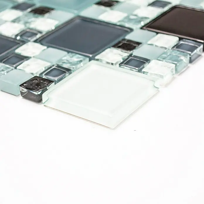 Mosaikfliese Crystal Mix XCM 8565 - 30 x 30 cm, Grau/Schwarz/Grün, Glänzend