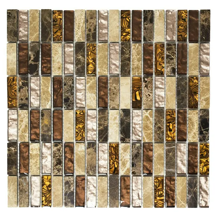 Mosaikfliese Crystal Mix XCM SM18 - 29,8 x 30,4 cm, Beige/Braun, Glänzend - Ansicht von oben